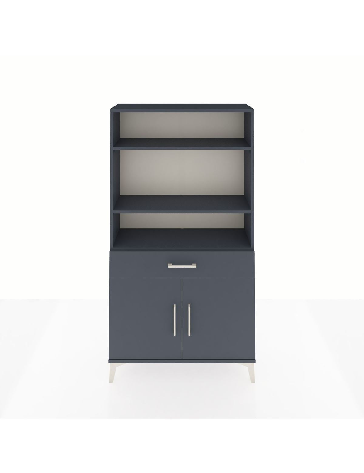 Arges Dolap 3 Raflı Tek Çekmeceli 2 Kapaklı 88x30x163 Antrasit-Antrasit