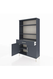 Arges Dolap 3 Raflı Tek Çekmeceli 2 Kapaklı 88x30x163 Antrasit-Antrasit