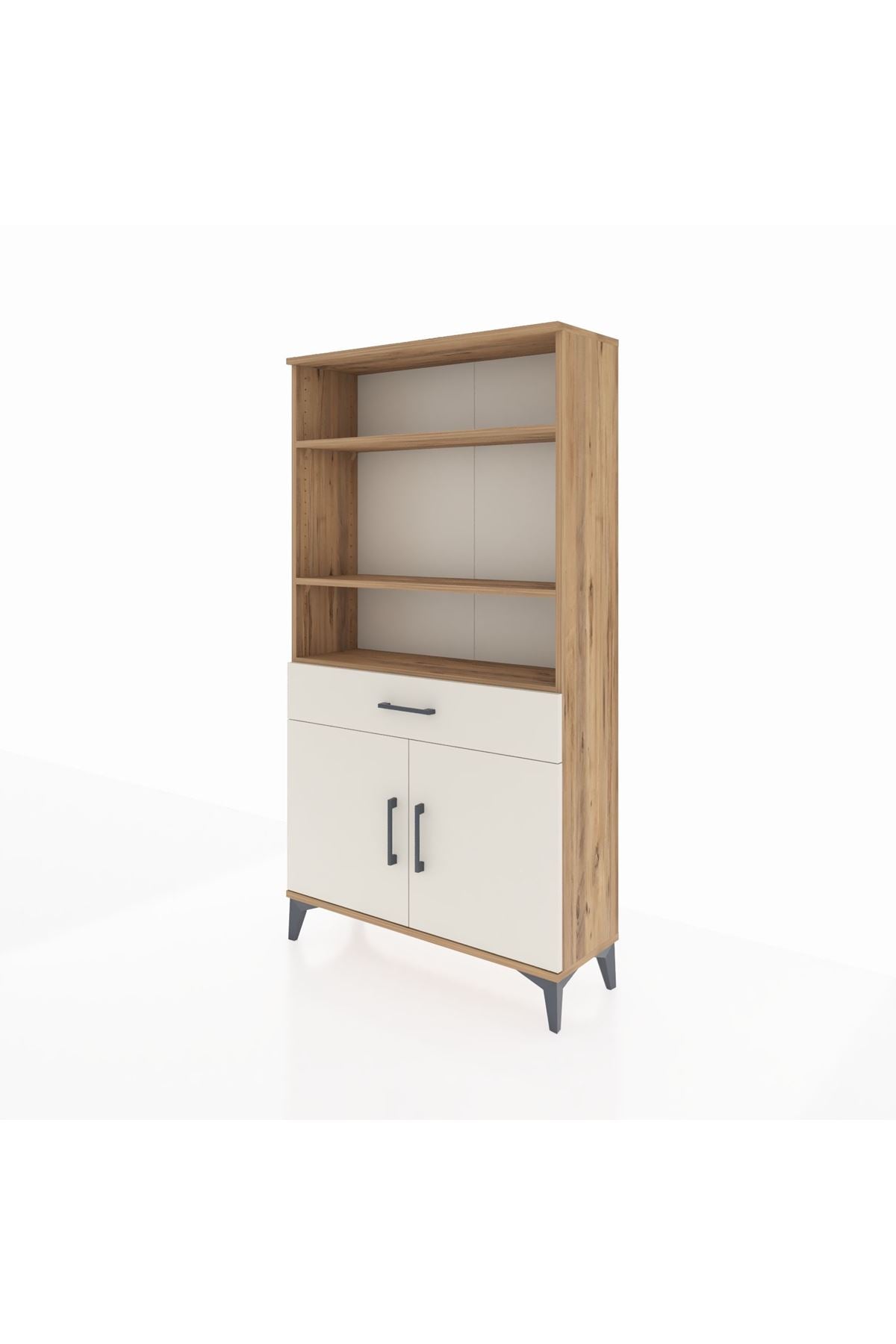 Arges Dolap 3 Raflı Tek Çekmeceli 2 Kapaklı 88x30x163 Çam-Aytaşı