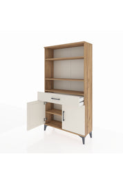 Arges Dolap 3 Raflı Tek Çekmeceli 2 Kapaklı 88x30x163 Çam-Aytaşı