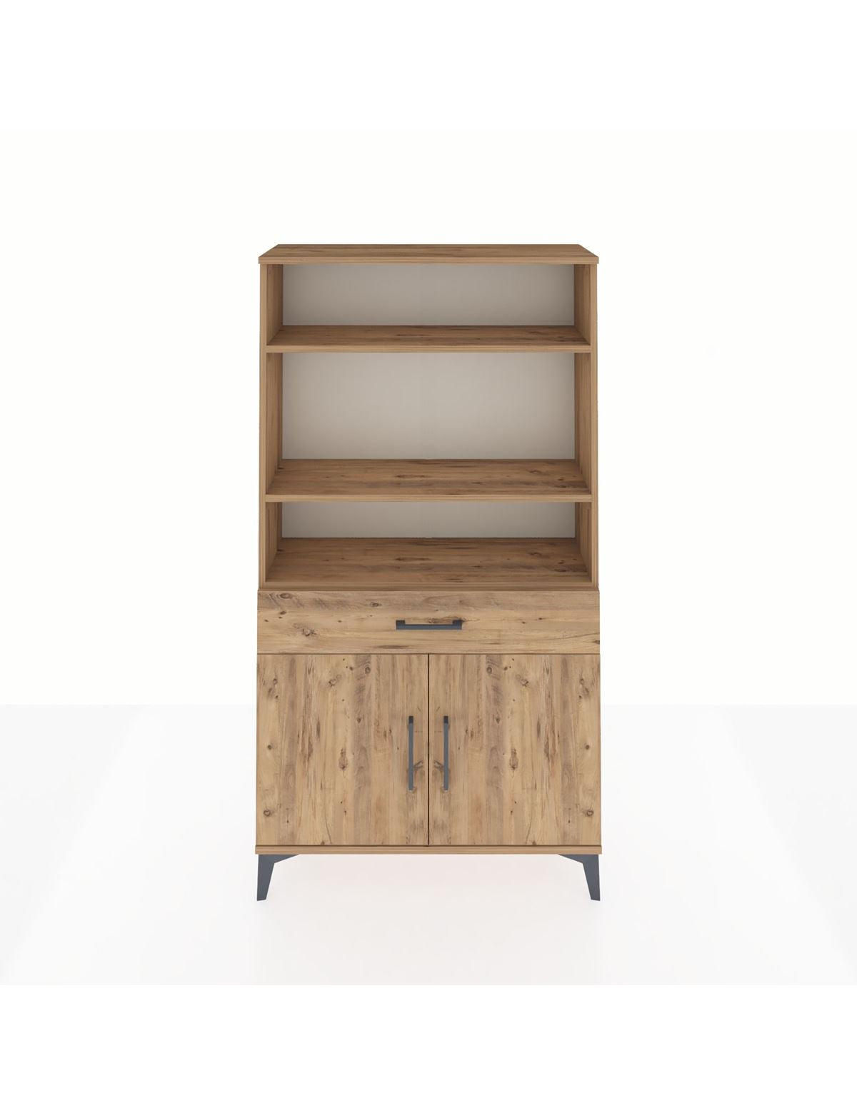 Arges Dolap 3 Raflı Tek Çekmeceli 2 Kapaklı 88x30x163 Çam-Çam