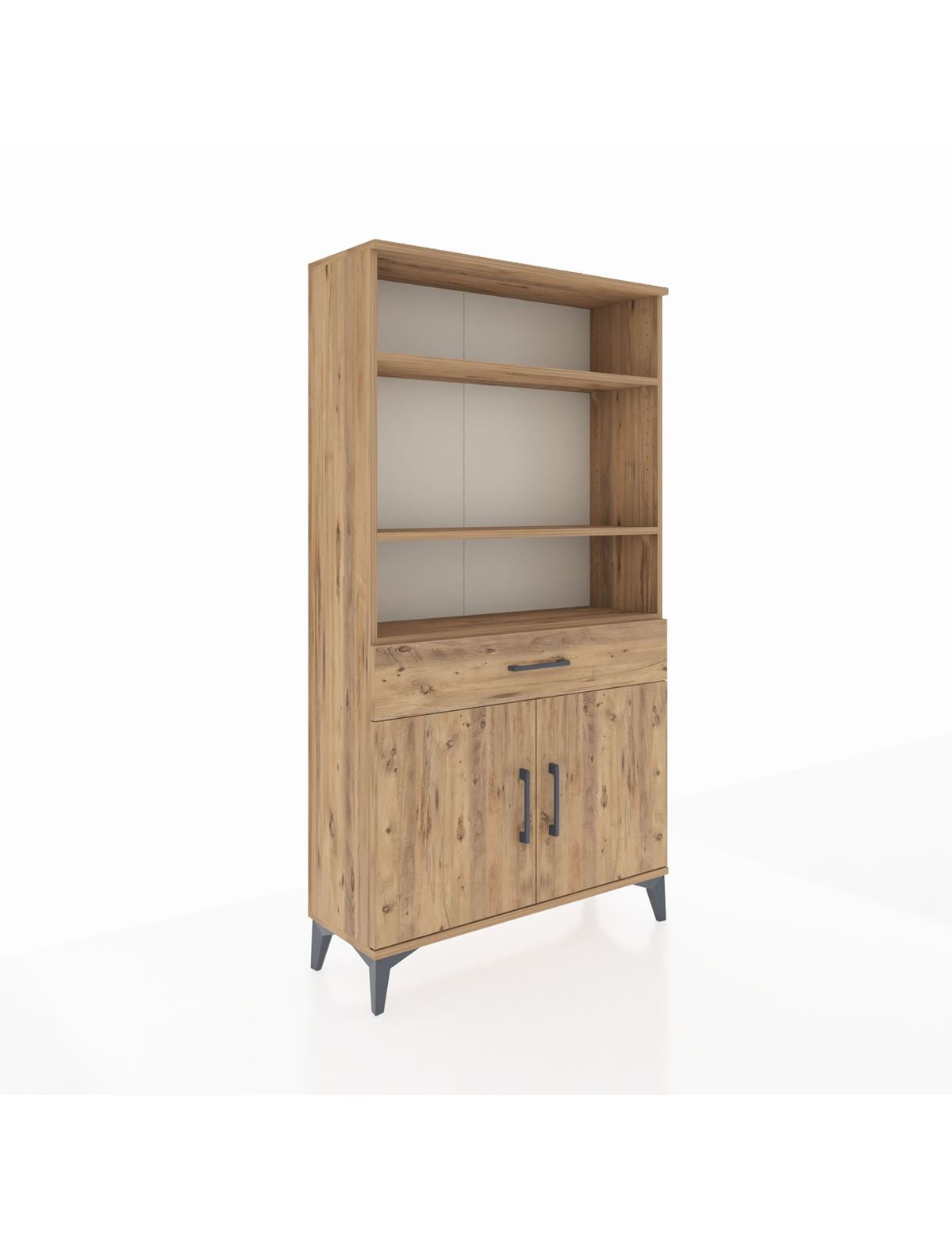 Arges Dolap 3 Raflı Tek Çekmeceli 2 Kapaklı 88x30x163 Çam-Çam