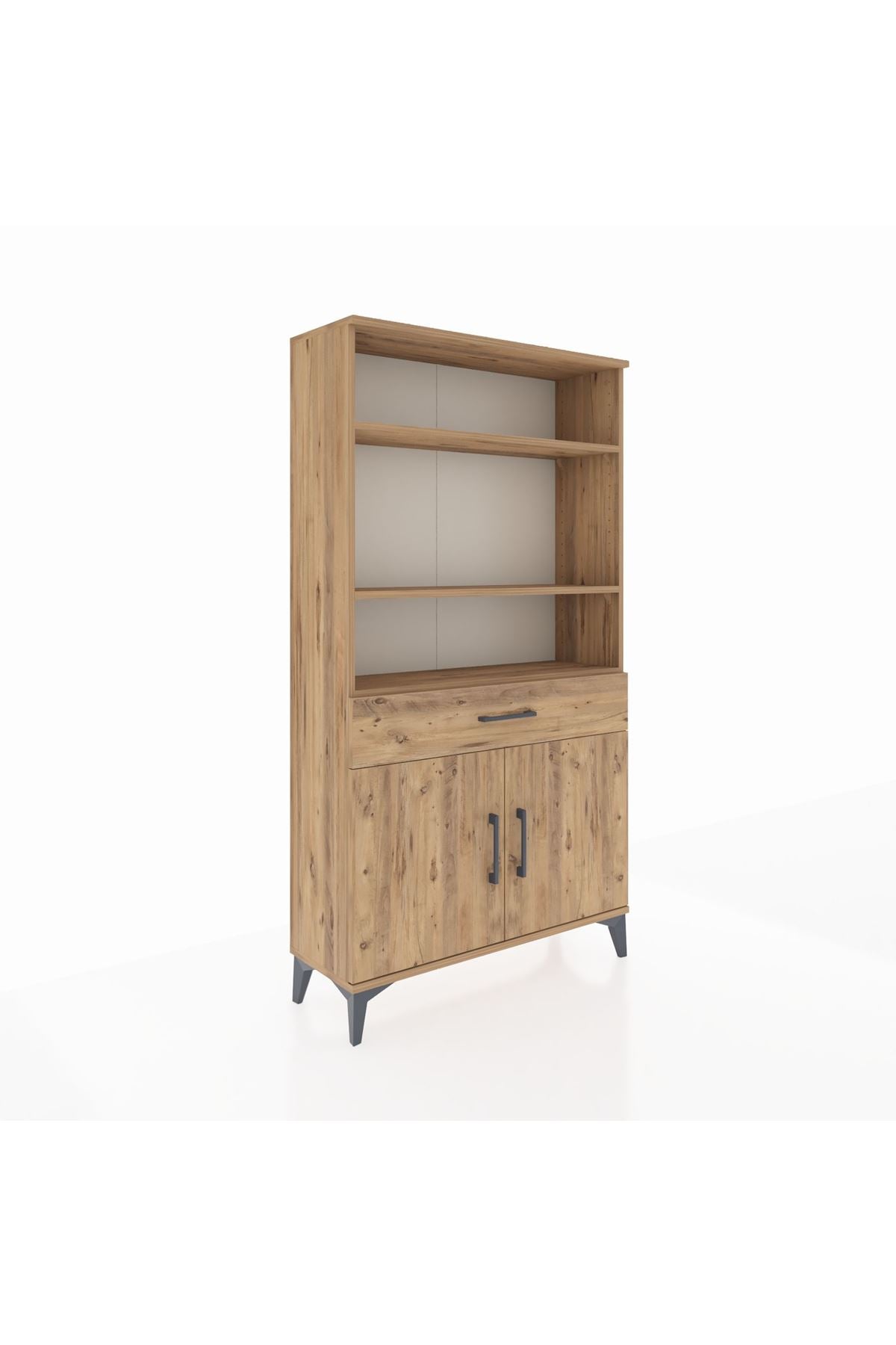 Arges Dolap 3 Raflı Tek Çekmeceli 2 Kapaklı 88x30x163 Çam-Çam