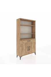 Arges Dolap 3 Raflı Tek Çekmeceli 2 Kapaklı 88x30x163 Çam-Çam