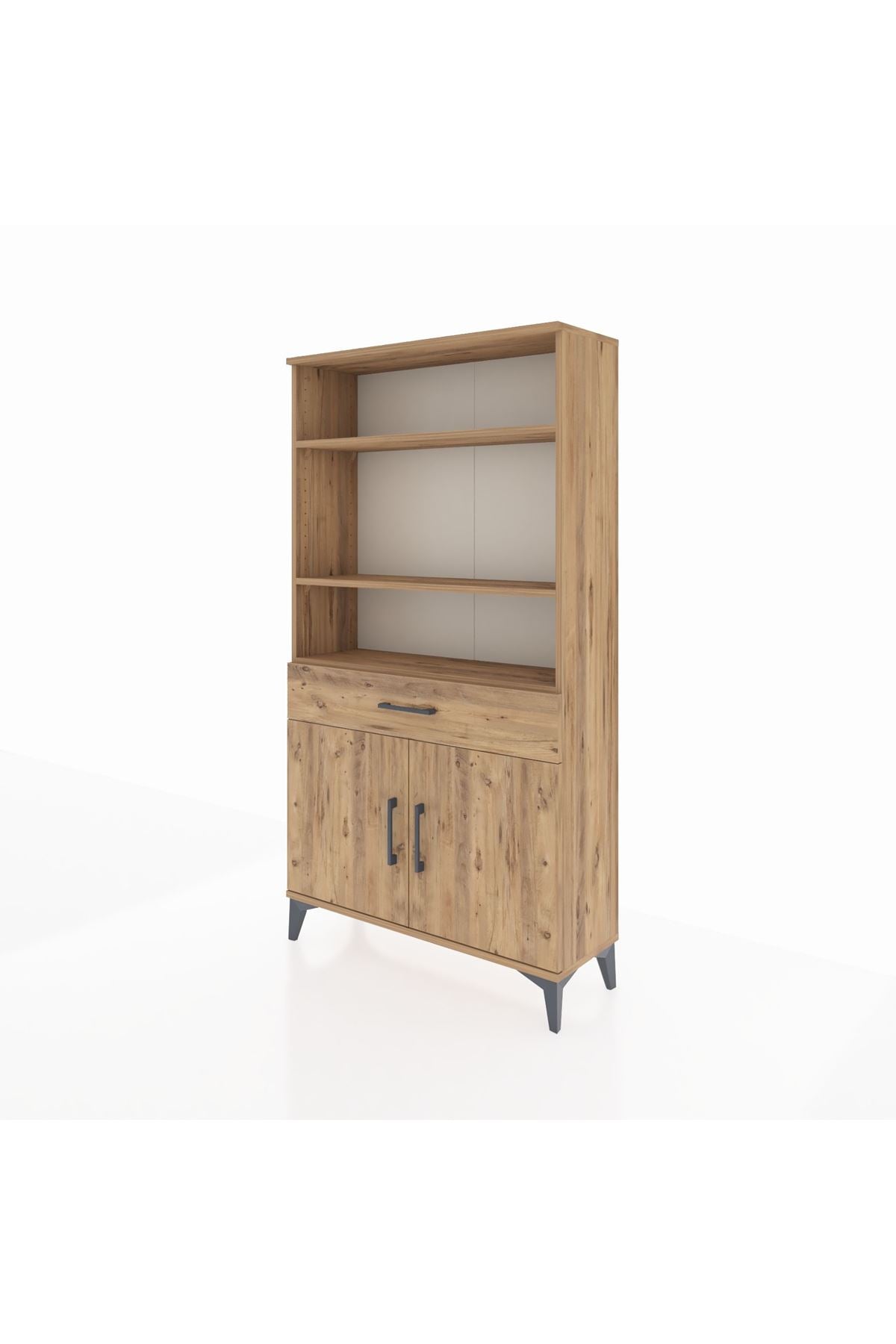 Arges Dolap 3 Raflı Tek Çekmeceli 2 Kapaklı 88x30x163 Çam-Çam