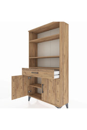 Arges Dolap 3 Raflı Tek Çekmeceli 2 Kapaklı 88x30x163 Çam-Çam