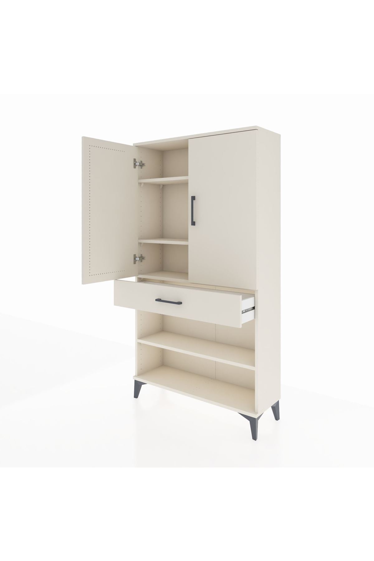 Arges Dolap 4 Raflı Tek Çekmeceli 2 Kapaklı 88x30x163 Aytaşı-Aytaşı