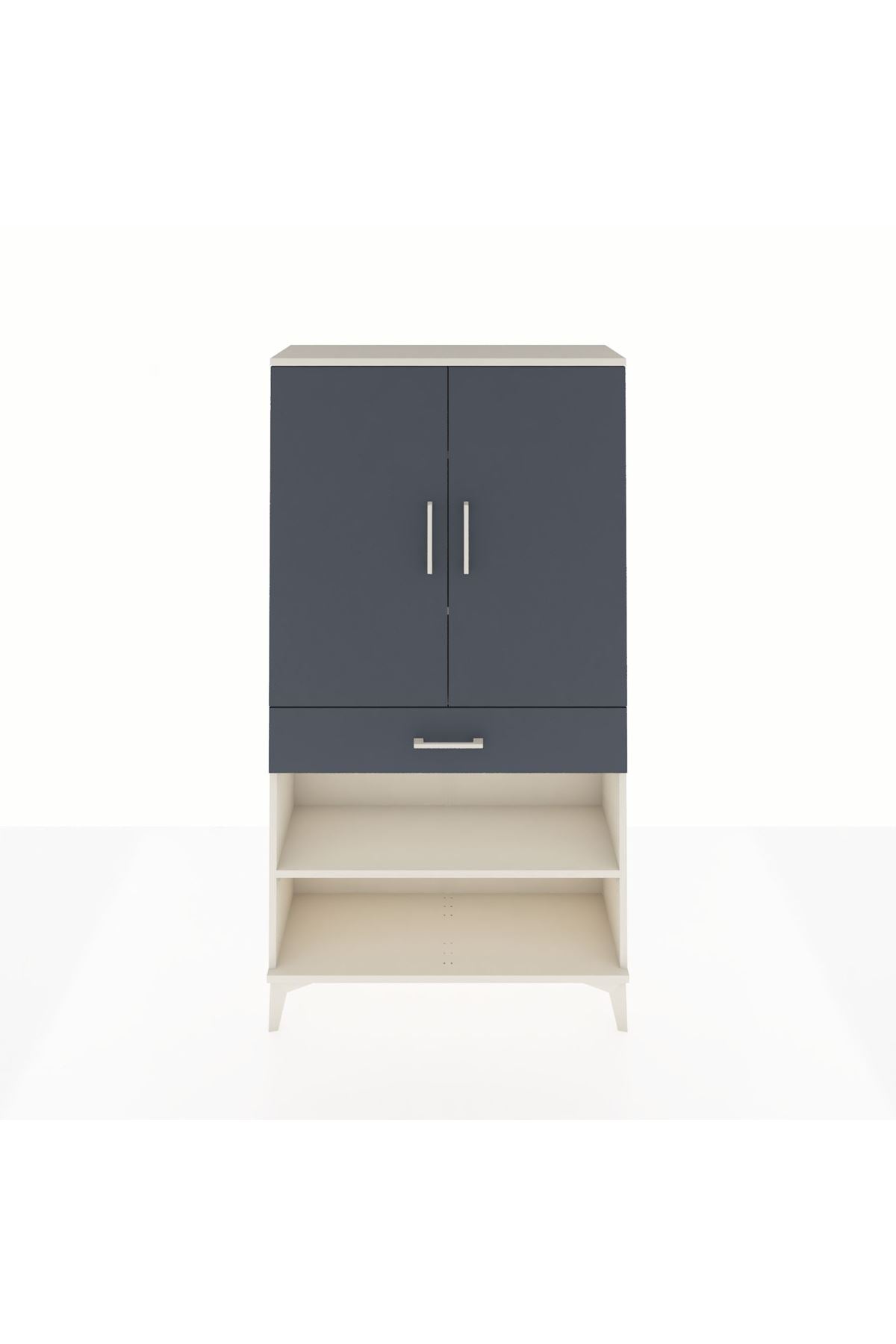 Arges Dolap 4 Raflı Tek Çekmeceli 2 Kapaklı 88x30x163 Aytaşı-Antrasit