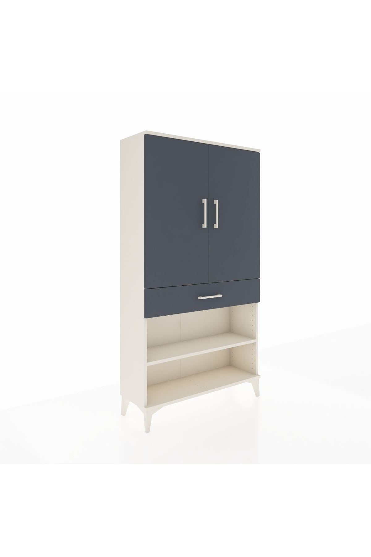 Arges Dolap 4 Raflı Tek Çekmeceli 2 Kapaklı 88x30x163 Aytaşı-Antrasit