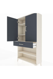 Arges Dolap 4 Raflı Tek Çekmeceli 2 Kapaklı 88x30x163 Aytaşı-Antrasit