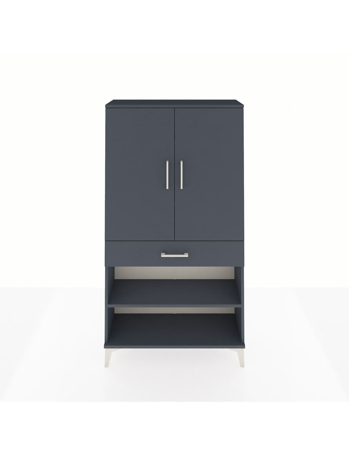 Arges Dolap 4 Raflı Tek Çekmeceli 2 Kapaklı 88x30x163 Antrasit-Antrasit