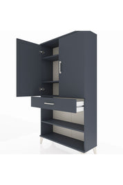 Arges Dolap 4 Raflı Tek Çekmeceli 2 Kapaklı 88x30x163 Antrasit-Antrasit