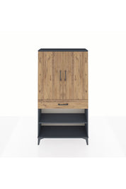 Arges Dolap 4 Raflı Tek Çekmeceli 2 Kapaklı 88x30x163 Antrasit-Çam