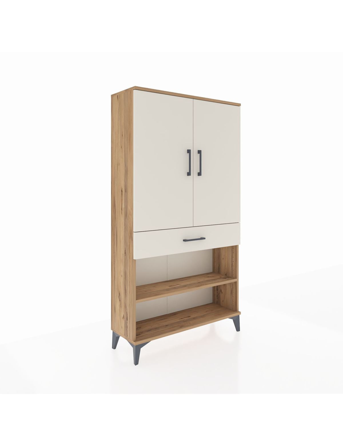 Arges Dolap 4 Raflı Tek Çekmeceli 2 Kapaklı 88x30x163 Çam-Aytaşı