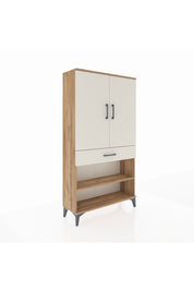 Arges Dolap 4 Raflı Tek Çekmeceli 2 Kapaklı 88x30x163 Çam-Aytaşı