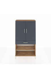 Arges Dolap 4 Raflı Tek Çekmeceli 2 Kapaklı 88x30x163 Çam-Antrasit