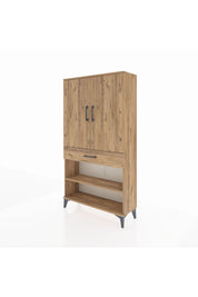 Arges Dolap 4 Raflı Tek Çekmeceli 2 Kapaklı 88x30x163 Çam-Çam