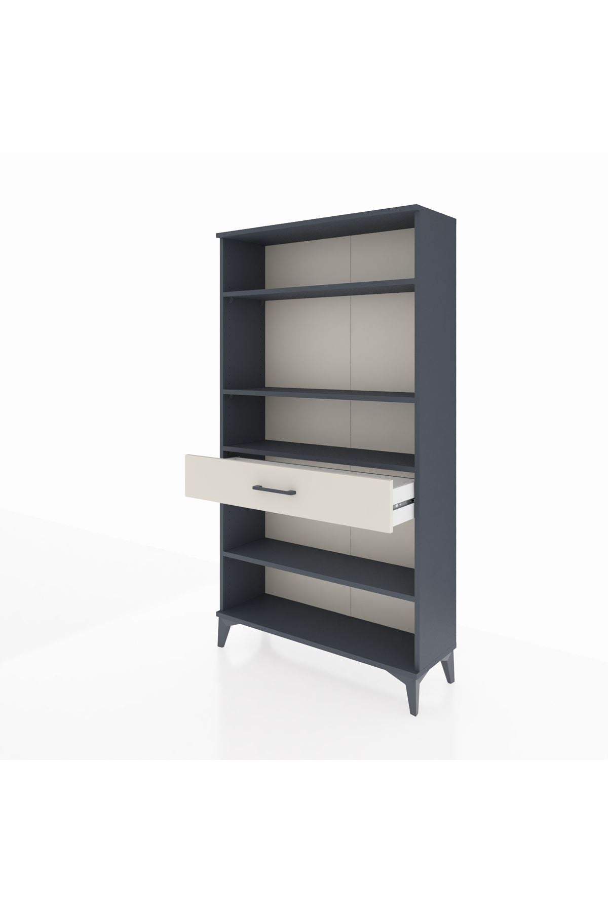 Arges Dolap 4 Raflı Tek Çekmeceli 88x30x163 Antrasit-Aytaşı