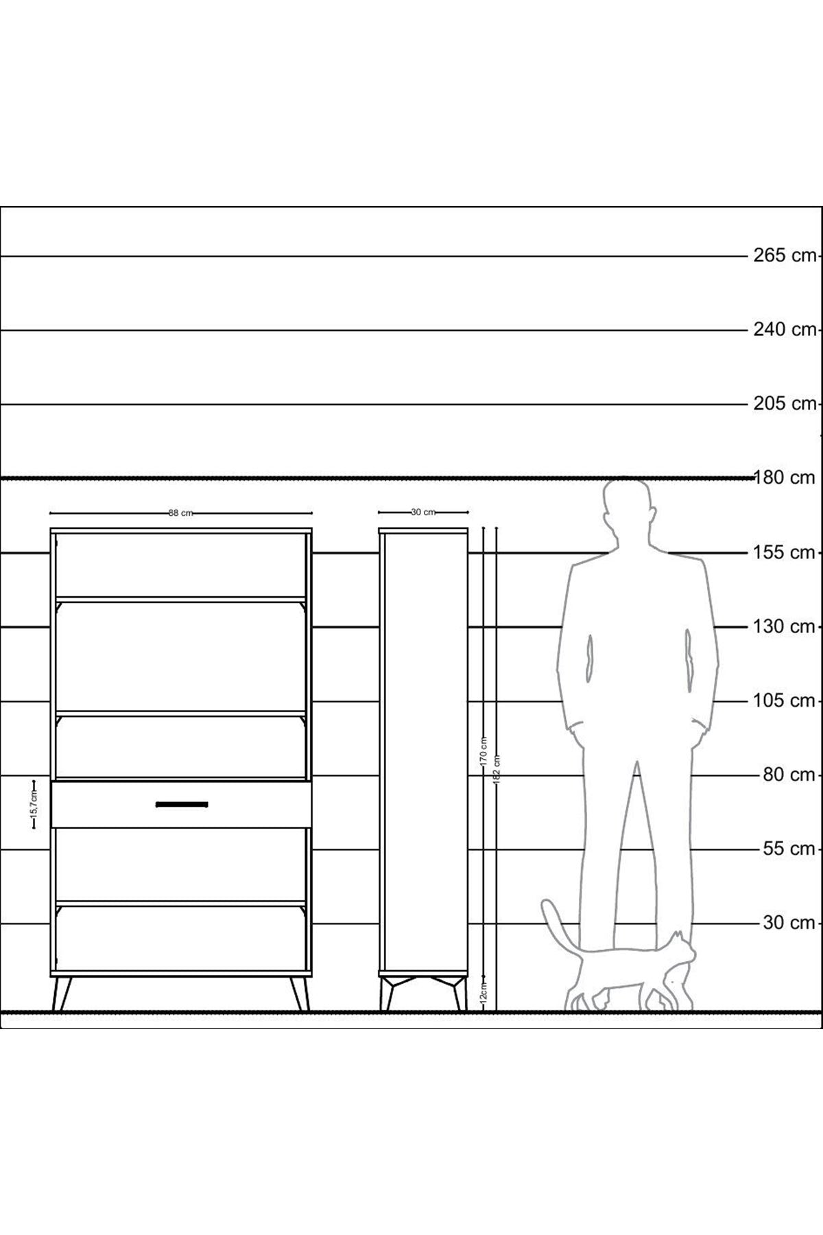 Arges Dolap 4 Raflı Tek Çekmeceli 88x30x163 Antrasit-Aytaşı