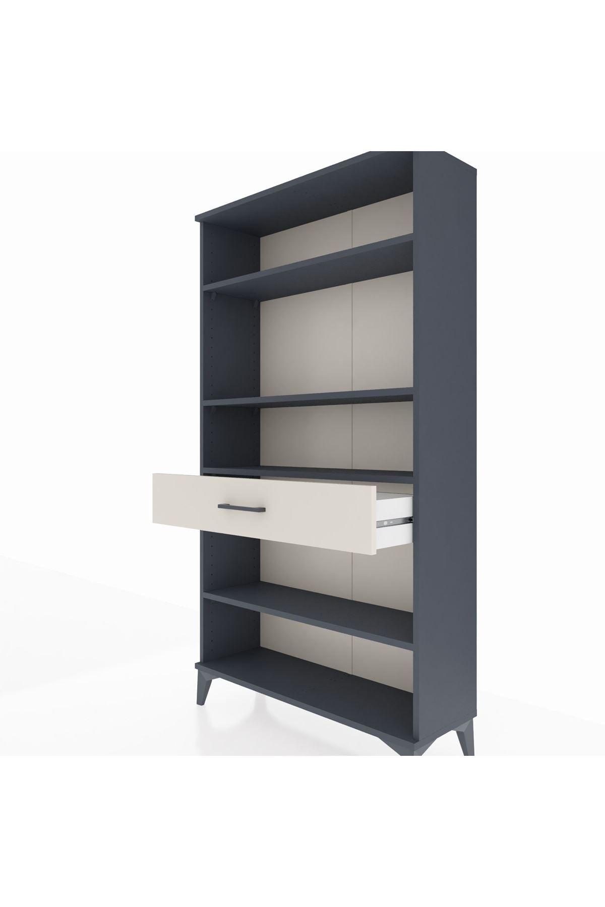 Arges Dolap 4 Raflı Tek Çekmeceli 88x30x163 Antrasit-Aytaşı