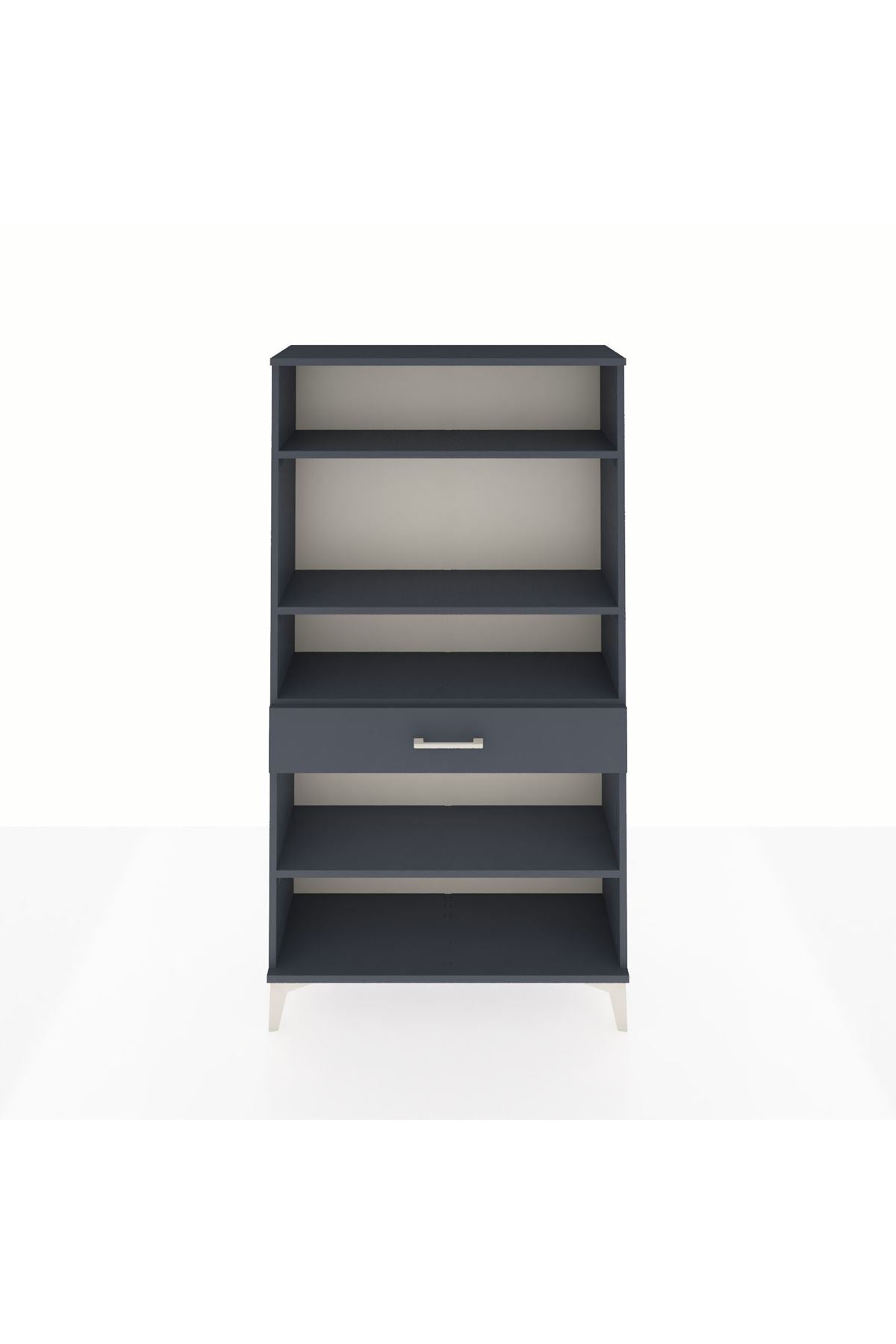 Arges Dolap 4 Raflı Tek Çekmeceli 88x30x163 Antrasit-Antrasit