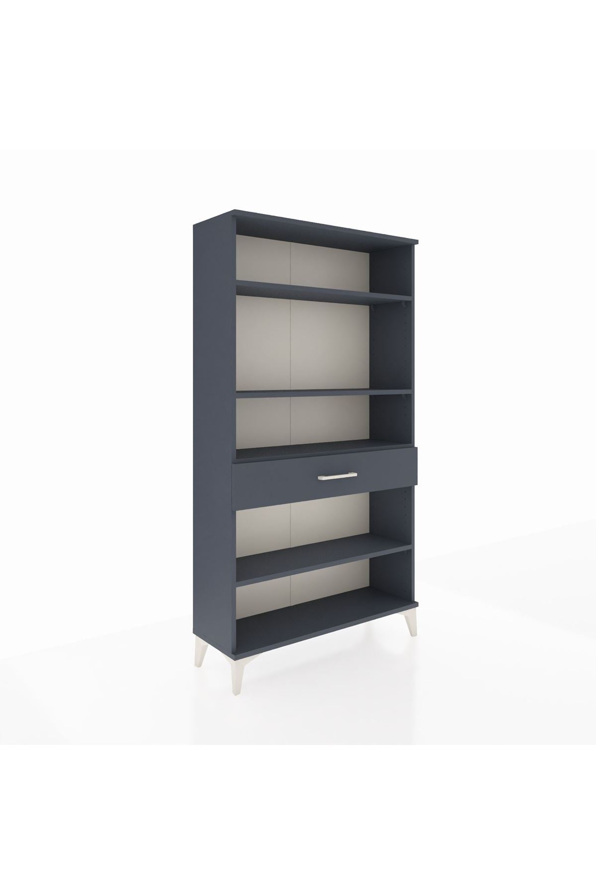 Arges Dolap 4 Raflı Tek Çekmeceli 88x30x163 Antrasit-Antrasit