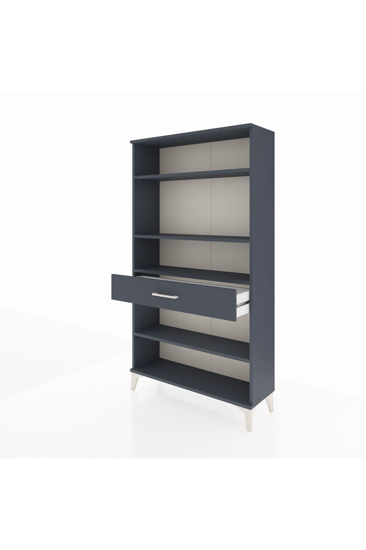 Arges Dolap 4 Raflı Tek Çekmeceli 88x30x163 Antrasit-Antrasit