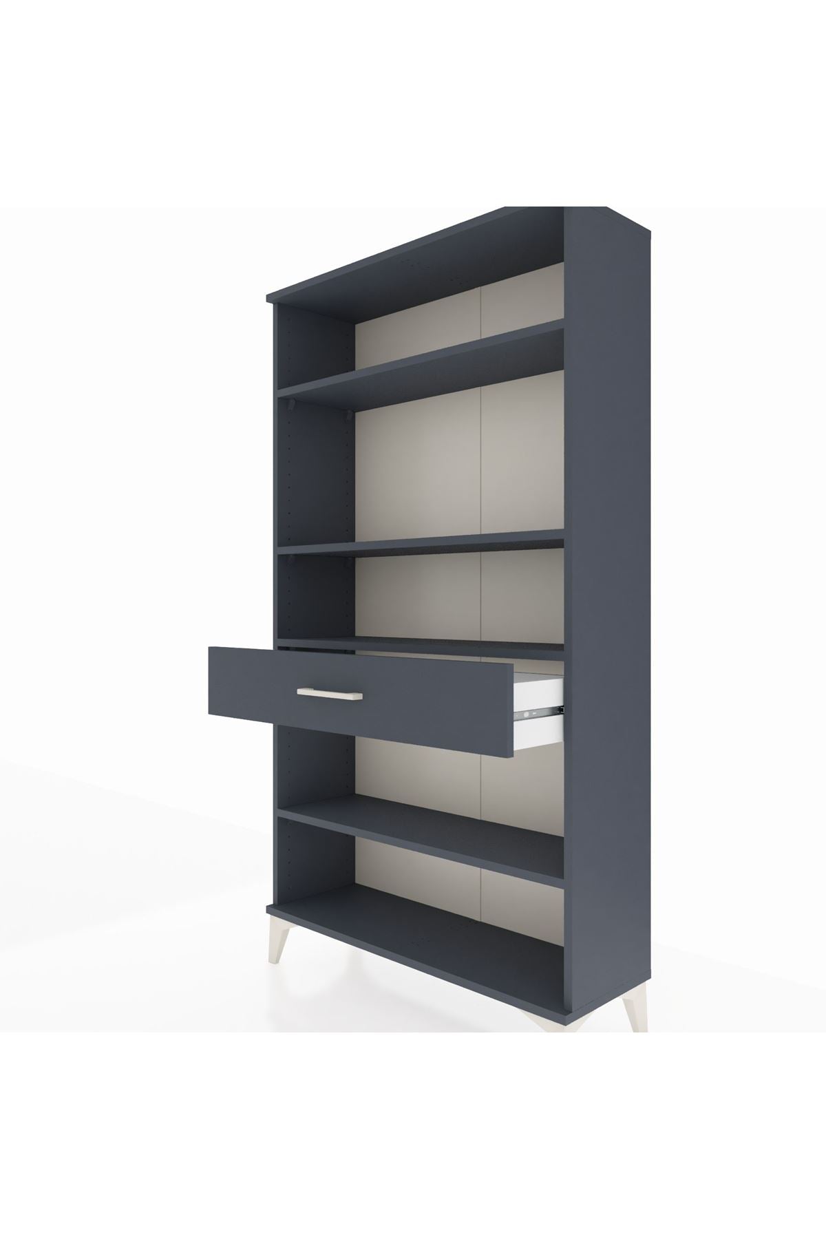 Arges Dolap 4 Raflı Tek Çekmeceli 88x30x163 Antrasit-Antrasit