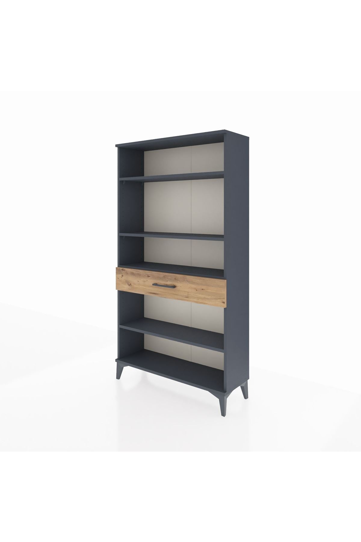 Arges Dolap 4 Raflı Tek Çekmeceli 88x30x163 Antrasit-Çam