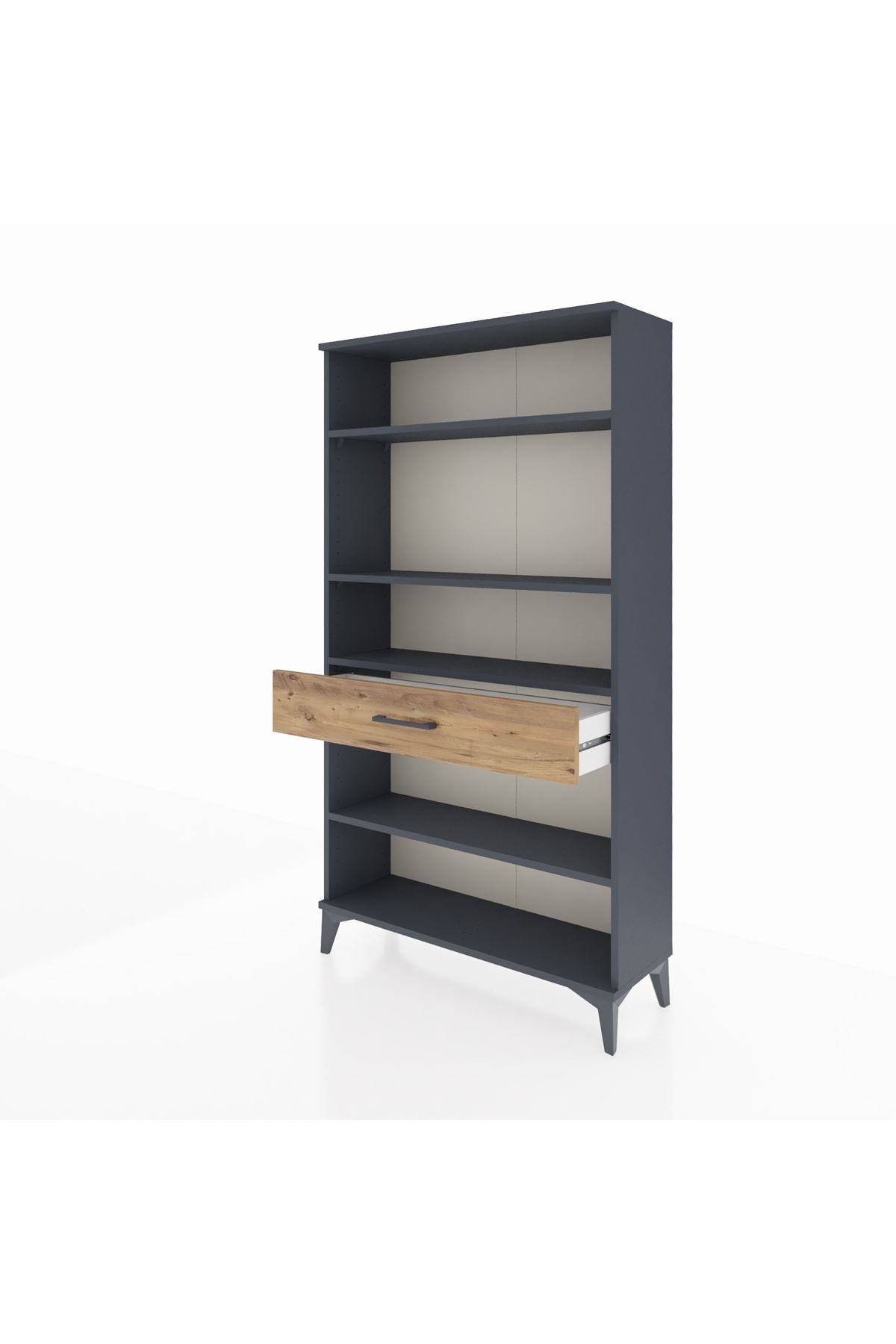 Arges Dolap 4 Raflı Tek Çekmeceli 88x30x163 Antrasit-Çam