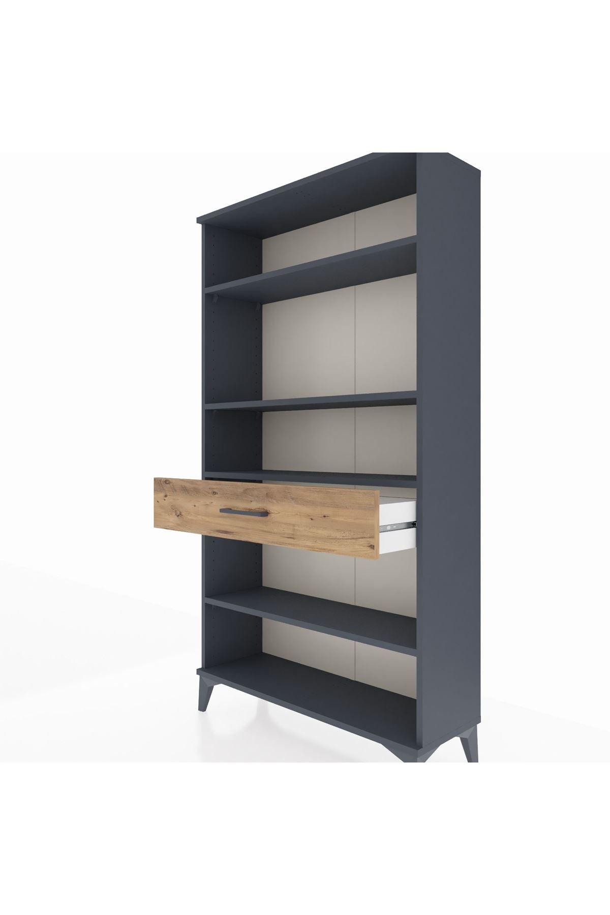 Arges Dolap 4 Raflı Tek Çekmeceli 88x30x163 Antrasit-Çam