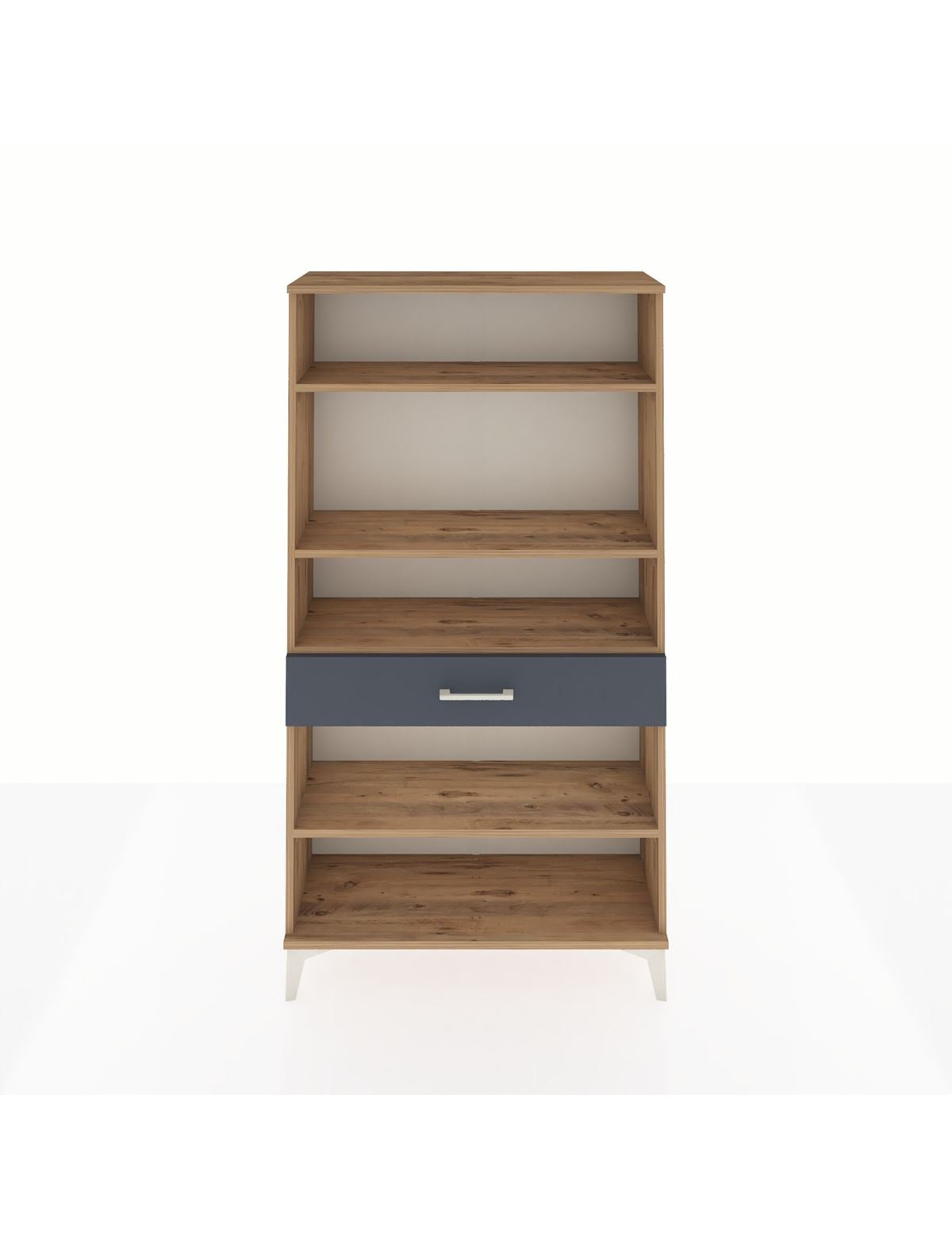 Arges Dolap 4 Raflı Tek Çekmeceli 88x30x163 Çam-Antrasit