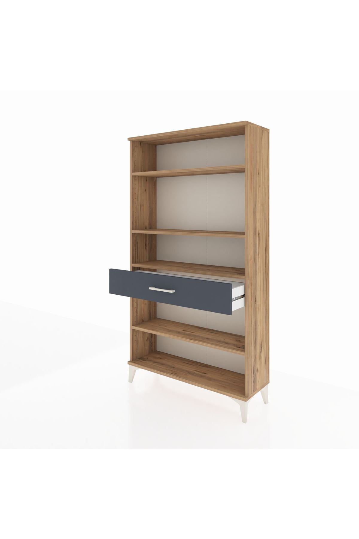 Arges Dolap 4 Raflı Tek Çekmeceli 88x30x163 Çam-Antrasit