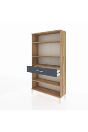 Arges Dolap 4 Raflı Tek Çekmeceli 88x30x163 Çam-Antrasit