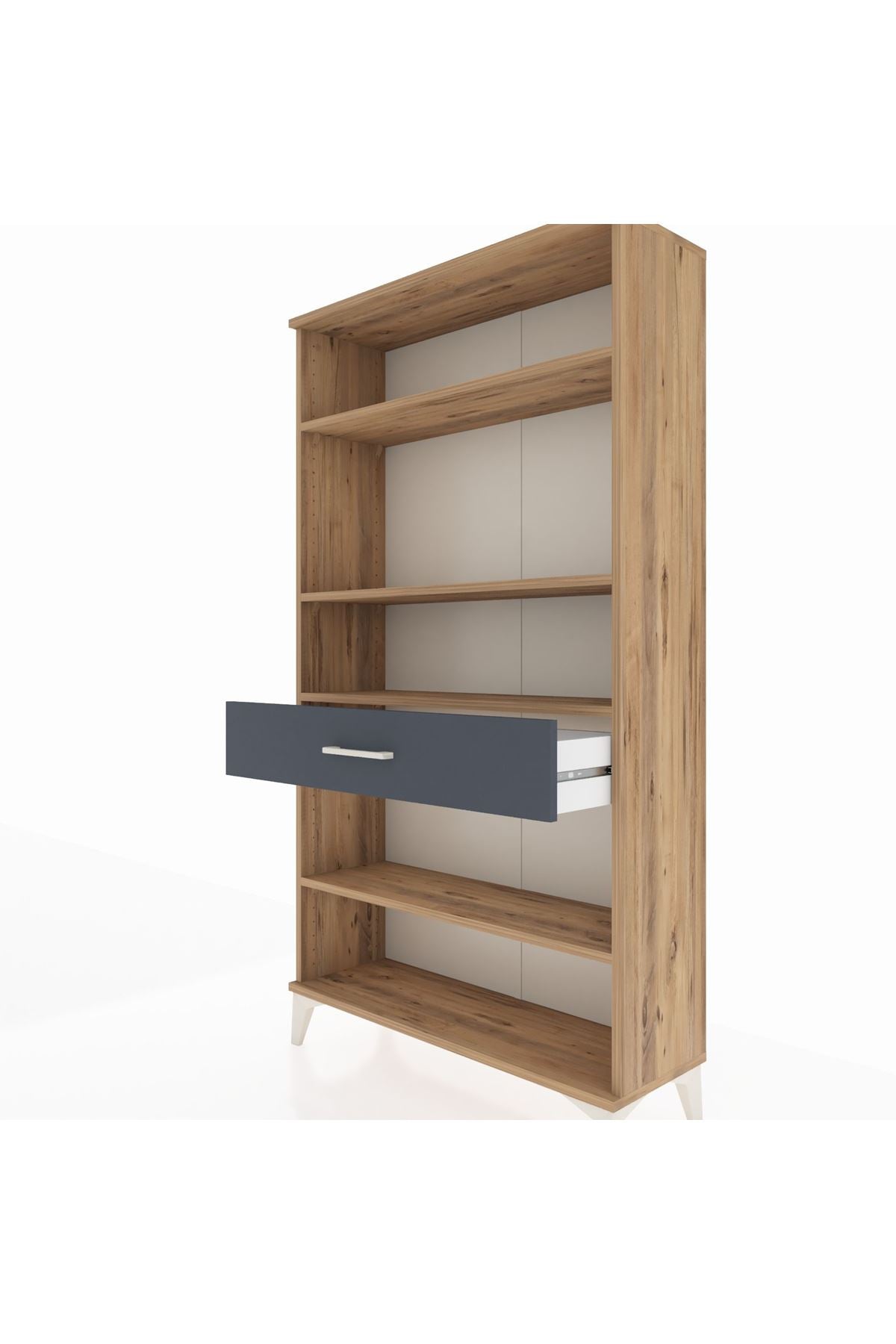 Arges Dolap 4 Raflı Tek Çekmeceli 88x30x163 Çam-Antrasit