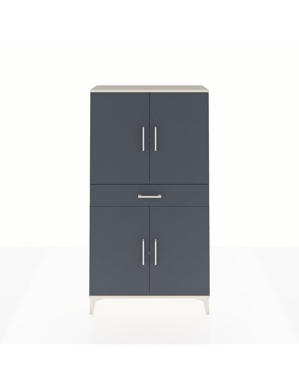 Arges Dolap 3 Raflı Tek Çekmeceli 4 Kapaklı 88x30x163 Aytaşı-Antrasit