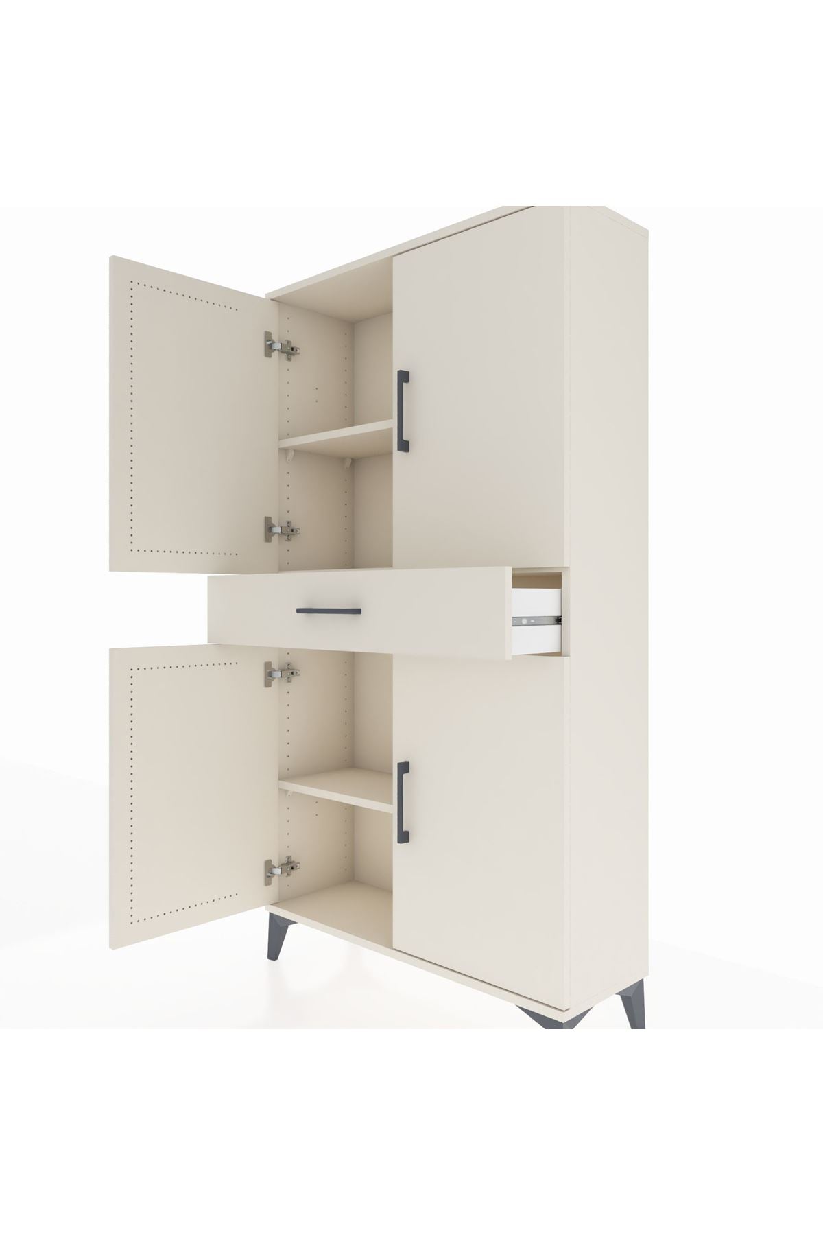 Arges Dolap 3 Raflı Tek Çekmeceli 4 Kapaklı 88x30x163 Aytaşı-Aytaşı