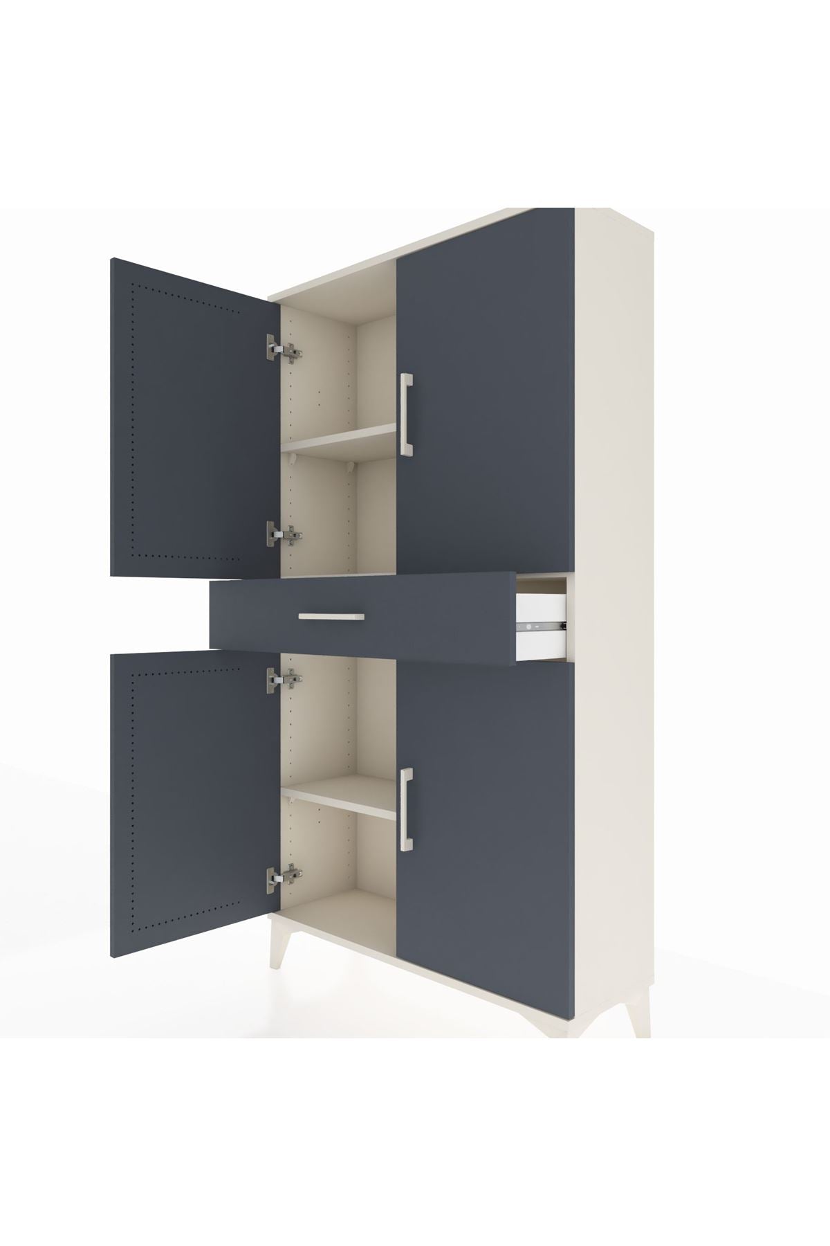 Arges Dolap 3 Raflı Tek Çekmeceli 4 Kapaklı 88x30x163 Aytaşı-Antrasit