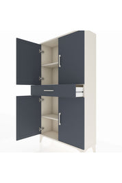 Arges Dolap 3 Raflı Tek Çekmeceli 4 Kapaklı 88x30x163 Aytaşı-Antrasit