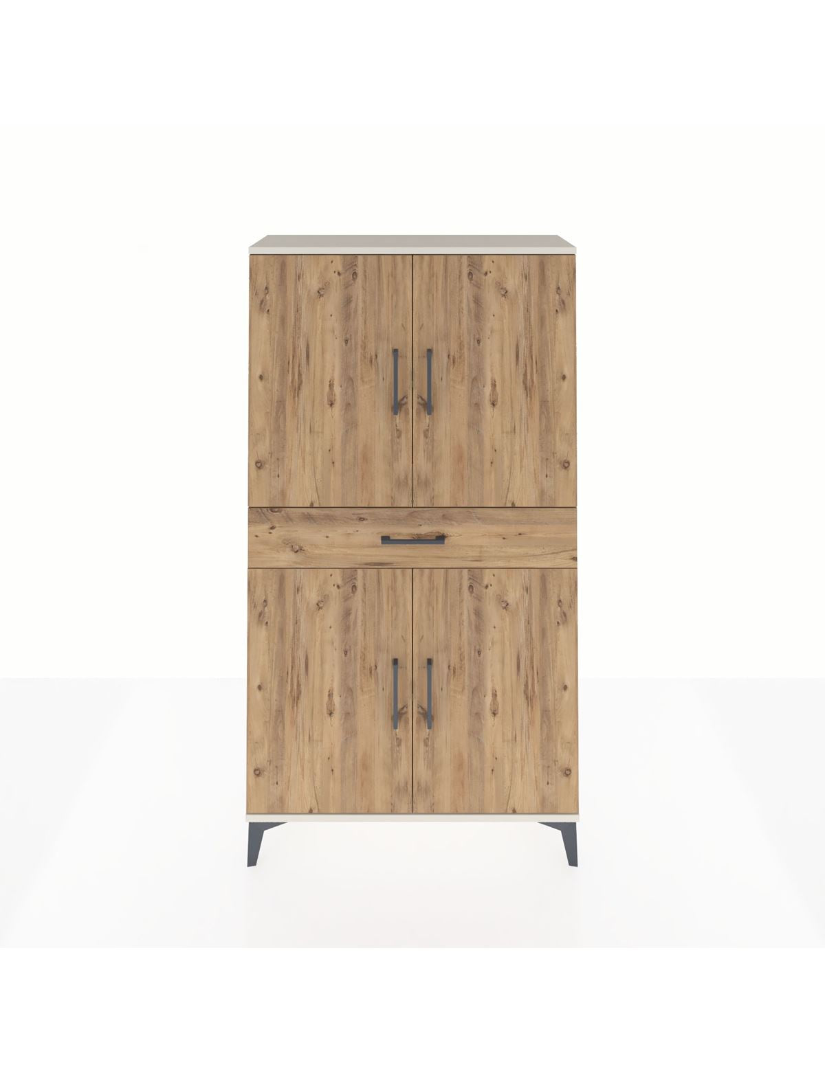 Arges Dolap 3 Raflı Tek Çekmeceli 4 Kapaklı 88x30x163 Aytaşı-Çam