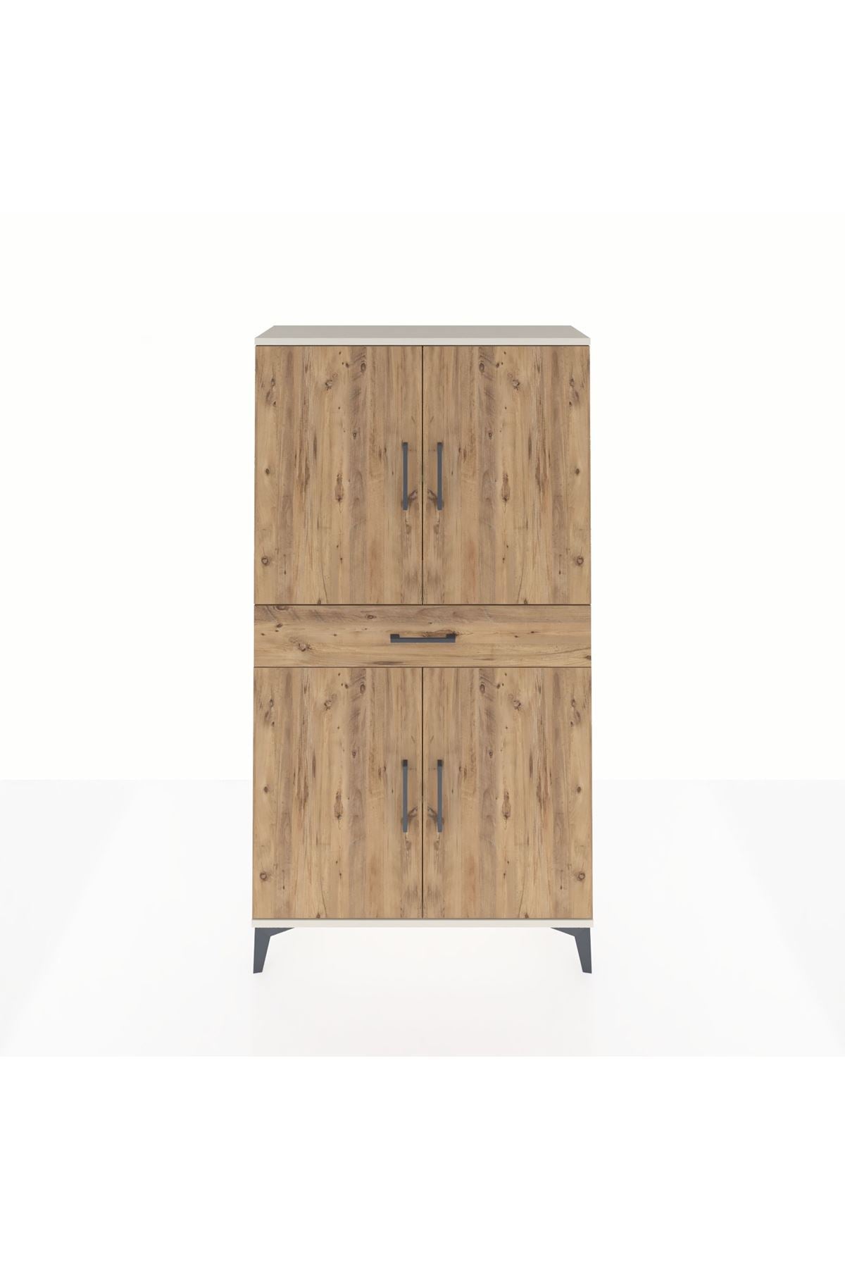 Arges Dolap 3 Raflı Tek Çekmeceli 4 Kapaklı 88x30x163 Aytaşı-Çam