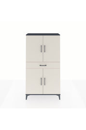 Arges Dolap 3 Raflı Tek Çekmeceli 4 Kapaklı 88x30x163 Antrasit-Aytaşı