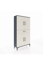 Arges Dolap 3 Raflı Tek Çekmeceli 4 Kapaklı 88x30x163 Antrasit-Aytaşı