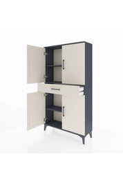 Arges Dolap 3 Raflı Tek Çekmeceli 4 Kapaklı 88x30x163 Antrasit-Aytaşı