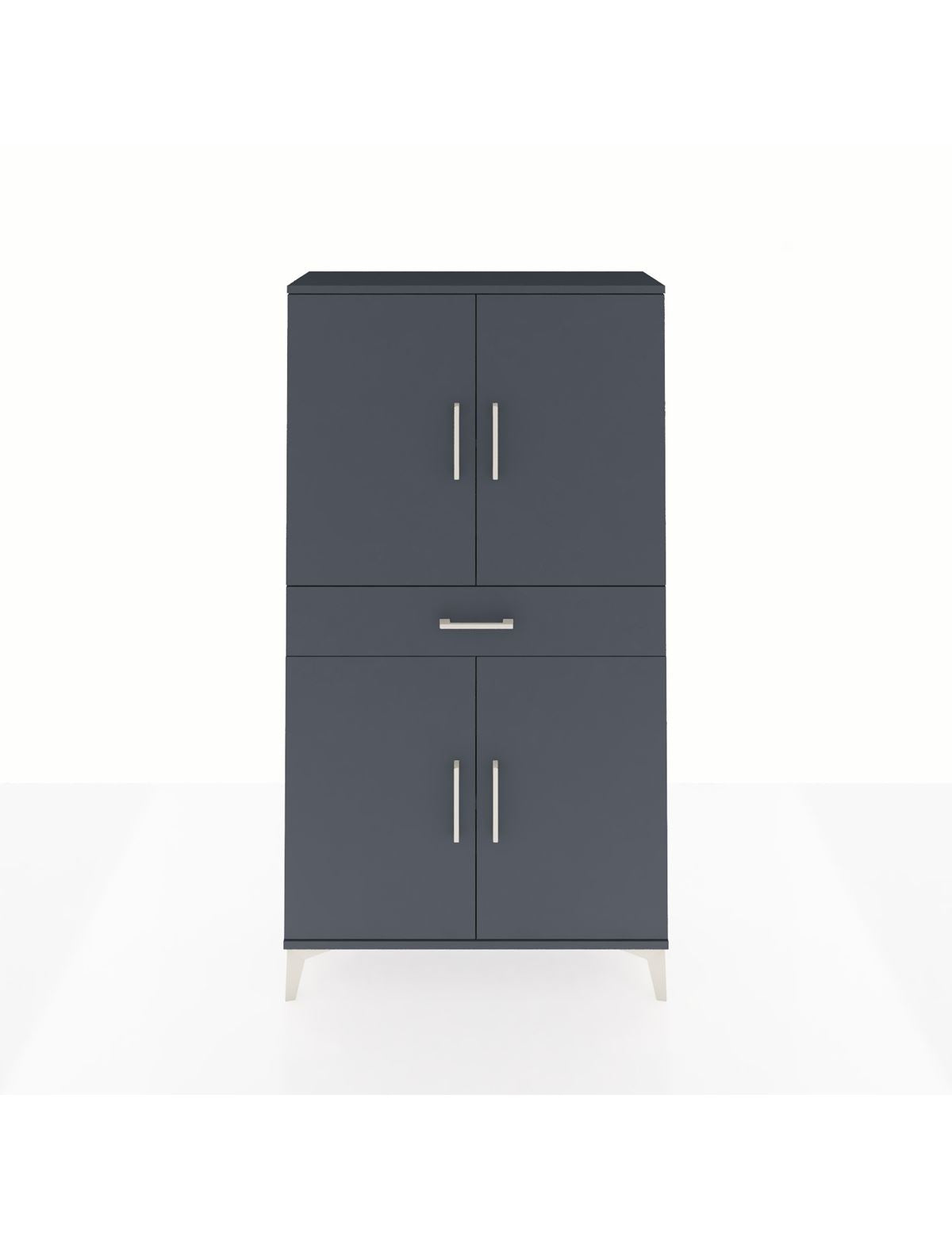 Arges Dolap 3 Raflı Tek Çekmeceli 4 Kapaklı 88x30x163 Antrasit-Antrasit