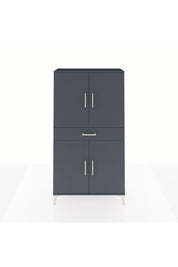 Arges Dolap 3 Raflı Tek Çekmeceli 4 Kapaklı 88x30x163 Antrasit-Antrasit