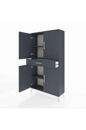 Arges Dolap 3 Raflı Tek Çekmeceli 4 Kapaklı 88x30x163 Antrasit-Antrasit