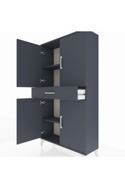 Arges Dolap 3 Raflı Tek Çekmeceli 4 Kapaklı 88x30x163 Antrasit-Antrasit