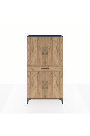 Arges Dolap 3 Raflı Tek Çekmeceli 4 Kapaklı 88x30x163 Antrasit-Çam