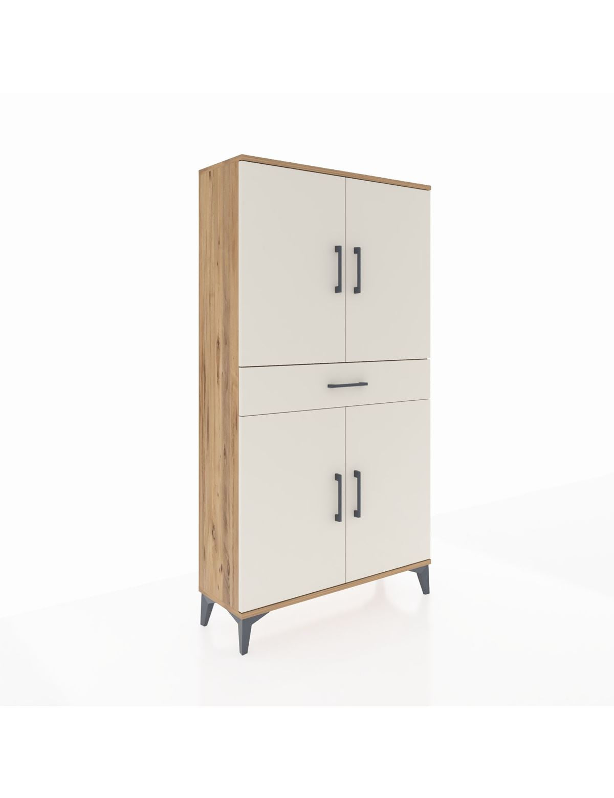 Arges Dolap 3 Raflı Tek Çekmeceli 4 Kapaklı 88x30x163 Çam-Aytaşı